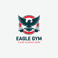 Fototapeta premium eagle gym and fitness logo concept with vector template design