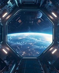 Futuristic Virtual Workspace Overlooking the Earth from Space Station Orbit