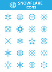 set of snowflake icons, winter, snow