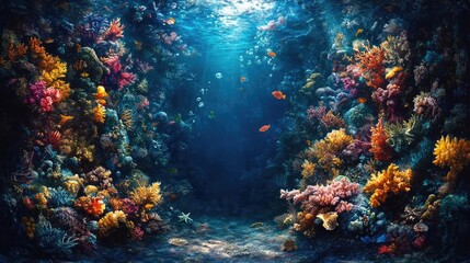 Obraz premium High-angle view of a vibrant underwater world