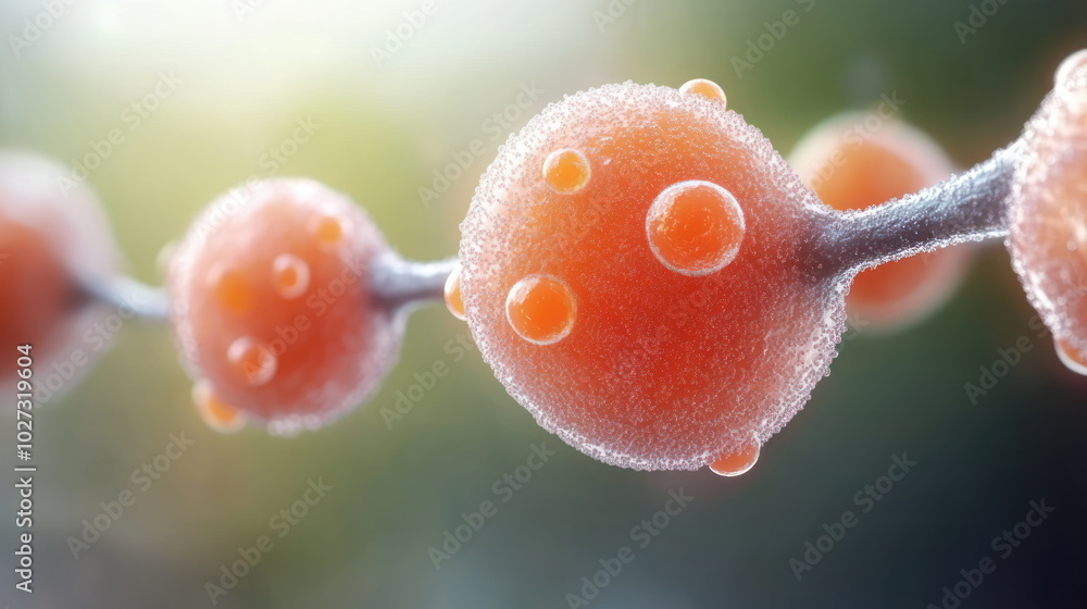 Poster microscopic cell structure with bubbles.