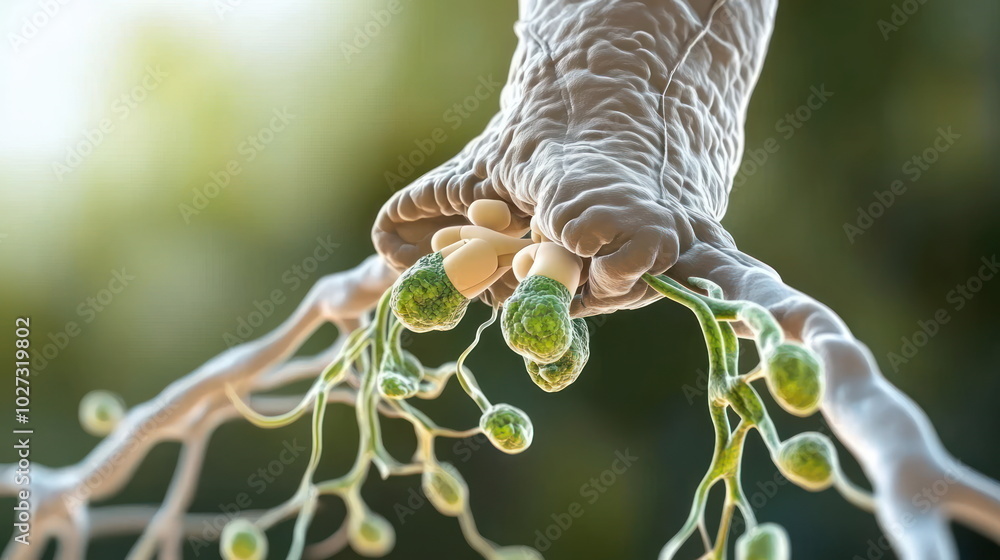 Aufkleber Microscopic View of a Spore-Producing Fungus.