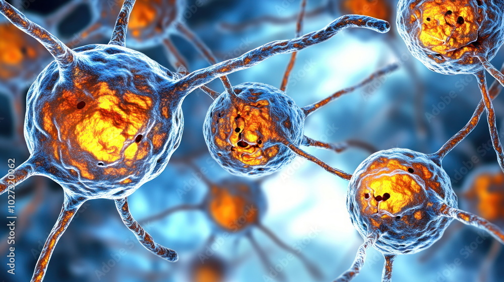 Poster Microscopic View of a Cell with Multiple Extensions.