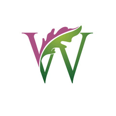 Vector Single Letter W Nature Logo
