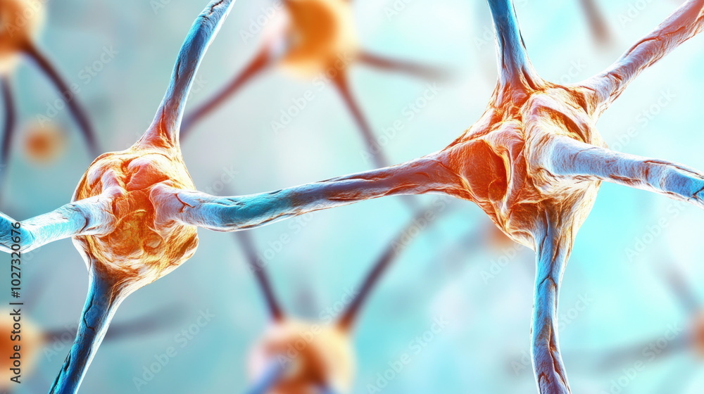 Aufkleber microscopic image of nerve cells.