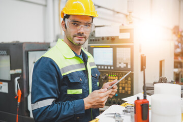 Professional Engineering of modern factory checking  to automatic machinery. Engineering with...
