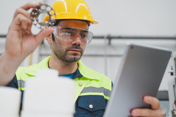 Professional Engineering of modern factory checking  to automatic machinery. Engineering with...