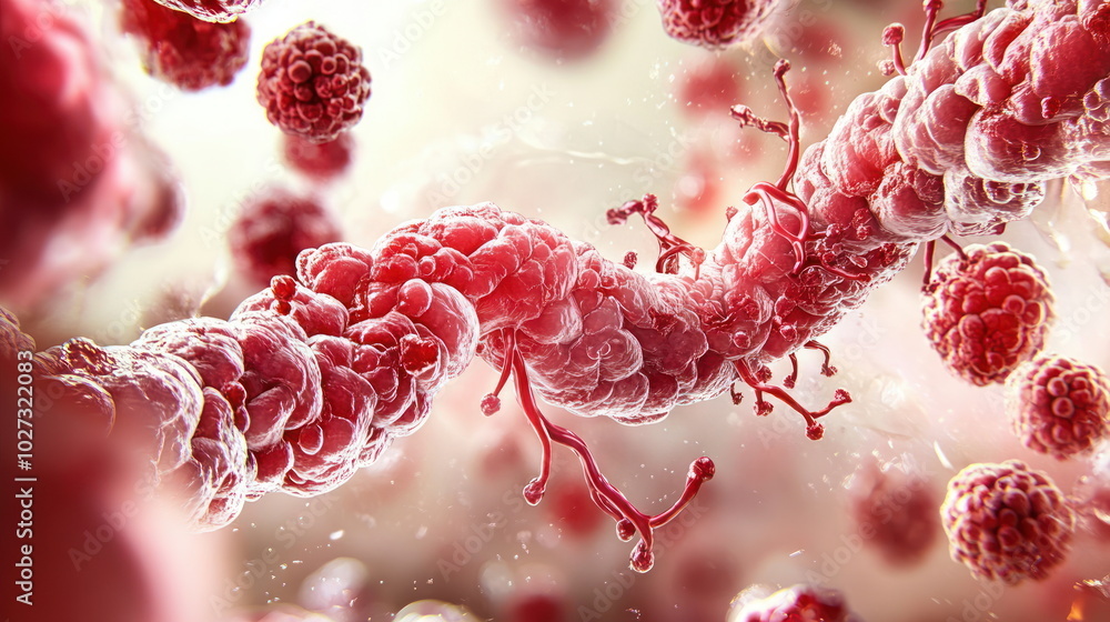 Aufkleber microscopic view of cells and structure.