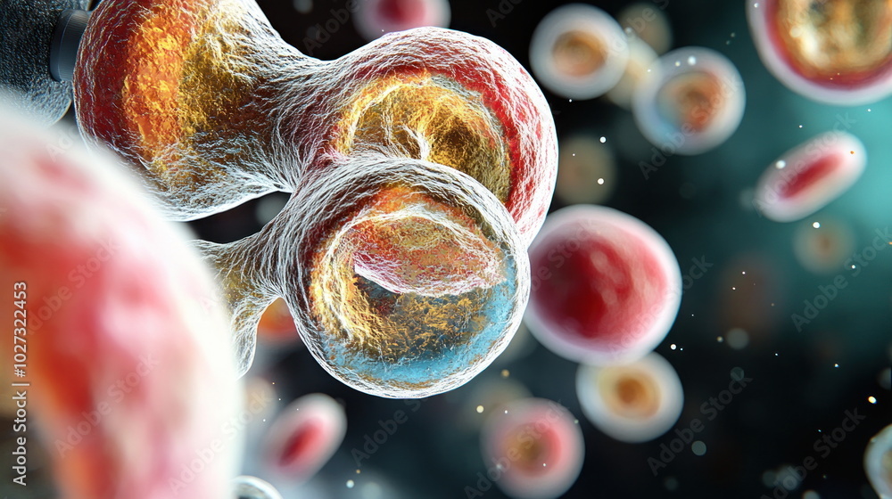 Aufkleber microscopic view of cells in a biological system.