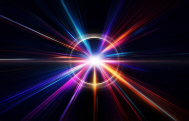 Obraz premium Abstract background with radiating lines of vibrant colors and a central white light source.