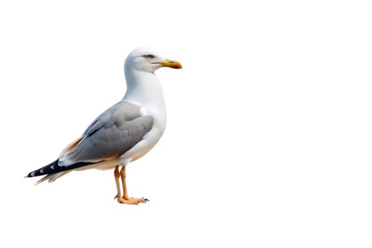 seagull bird isolated on white background transparent PNG and copy space