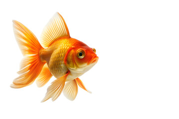 goldfish isolated on white background transparent PNG and copy space
