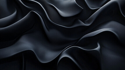 Obraz premium An AI-generated abstract image of dark, flowing textures, evoking the smooth elegance of fabric or waves. 