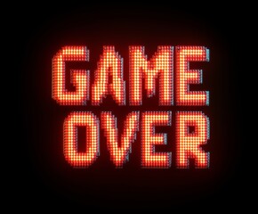 Retro pixelated 'Game Over' text on a dark background. Perfect for gaming, technology, and nostalgia-related designs.