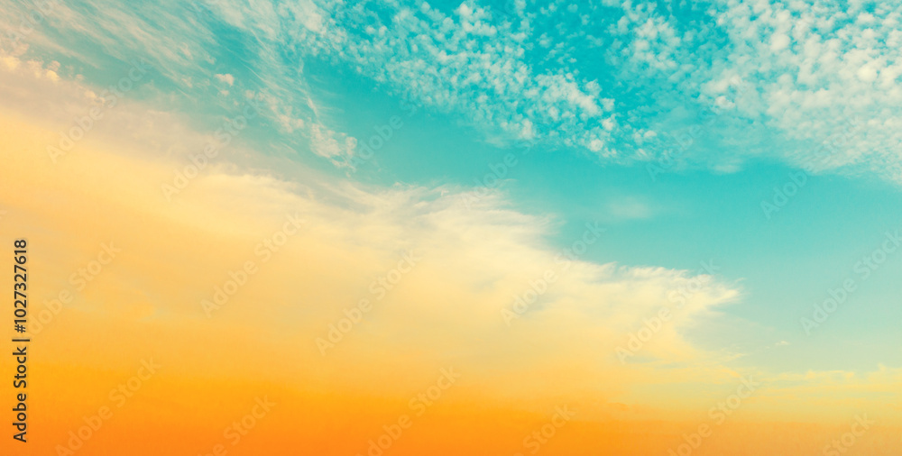 Wall mural colorful cloudy sky at sunset. gradient color. sky texture. abstract nature background