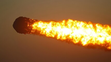 Fiery Rocket Launch in the Sunset Sky