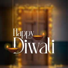 Happy Diwali post for real estate.Minimalist Graphic Post Concept for Diwali