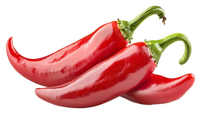 Two red chilli peppers isolated on white
