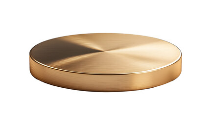 Shiny gold round pedestal display isolated on white
