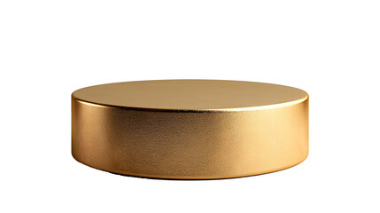 Shiny gold round pedestal display isolated on white