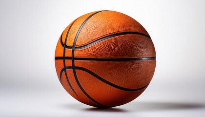 Fototapeta premium Close-up Textured Basketball with Black Stripes on Clean White Background. Perfect for Sports Training, Game Preparation, or Athletic Marketing Campaigns