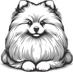 Cute pomeranian dog sketch hand drawn in Vector illustration.