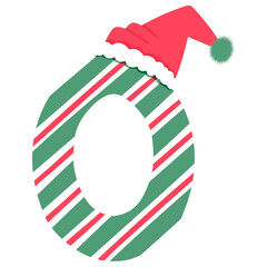 Christmas number with red Santa hat