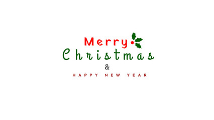 Merry Christmas 2024 and happy new year graphic decorated with leaf isolated on transparent background.