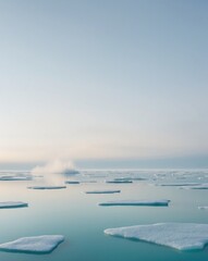 Obraz premium Frozen arctic landscape with floating ice floes.