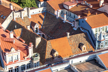 View from tower of St Johns church next to the university in oldtown of Vilnius, Lithuania