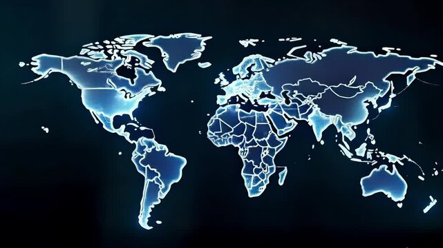 world map with global business network, technology and internet background video motion graphic animation
