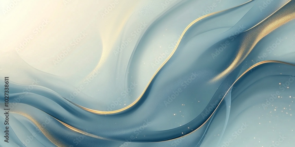 Aufkleber a soft flowing abstract background in hues of blue and gold. this design features gentle curves and 