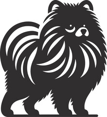 Fototapeta premium Portrait of a Pomeranian Dog Vector isolated on white background Dog Silhouettes.