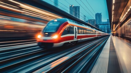 Fototapeta premium High-speed rail for use in smart city infrastructure Showcasing global cooperation in transportation innovation