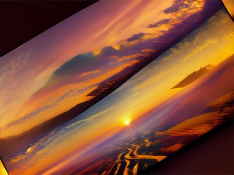 Landscape in the light of a sunrise.