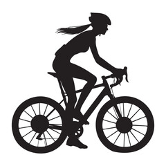 Obraz premium Cyclist silhouette vector art illustration black color white background
