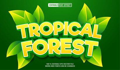 Editable 3d text style effect -Tropical Forest text effect Template