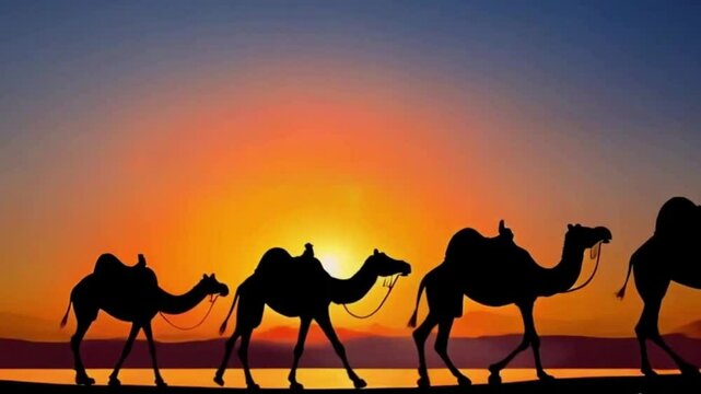 camels in the desert