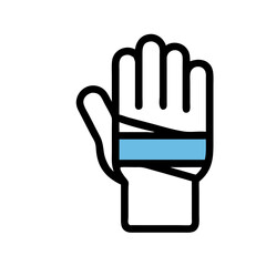 Obraz premium Minimalist Bandaged Hand Icon in Black and Blue for Sports Injury Awareness