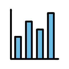 Fototapeta premium Simple Bar Graph Icon in Black and Blue for Business Analytics and Data Visualization