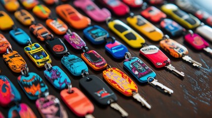 Fototapeta premium custom-made car keychains with vibrant colors and unique designs