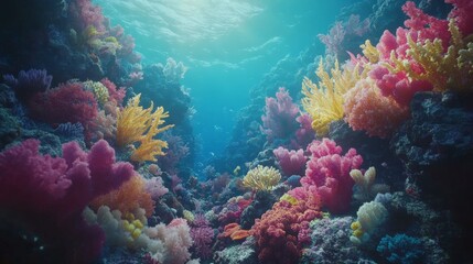 Fototapeta premium Vibrant Underwater Coral Reef Ecosystem