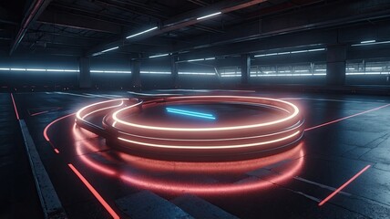 moving racetrack with arrow neon light decoration