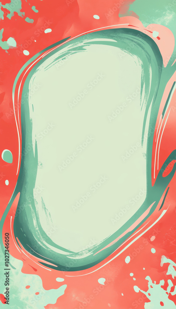 Sticker Abstract banner with coral and teal fluid shapes and splashes, perfect for creative projects.