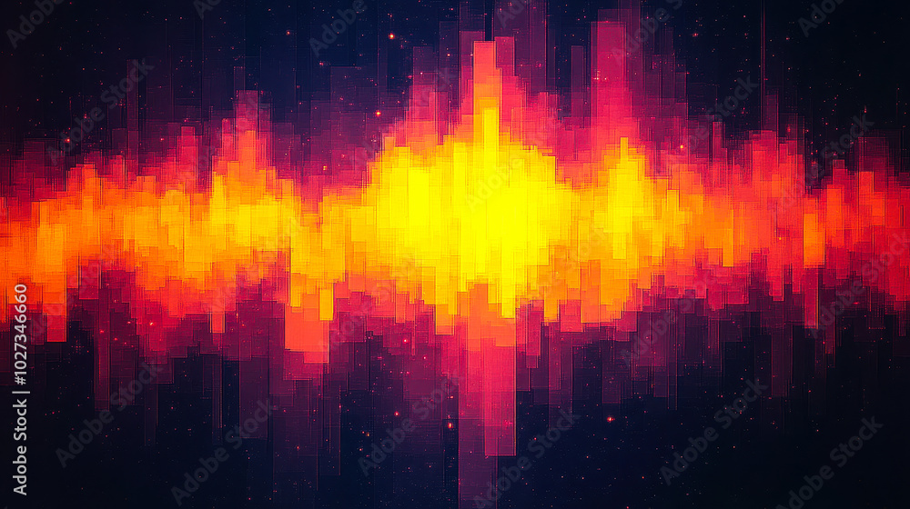 Poster vibrant abstract glitch noise with pixelated distortion and bright color waves - digital art backgro