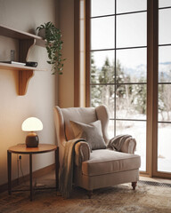 cozy living room with armchair for relaxation and warmth - interior design inspiration.