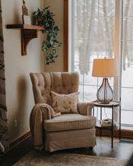 cozy living room with armchair for relaxation and warmth - interior design inspiration.