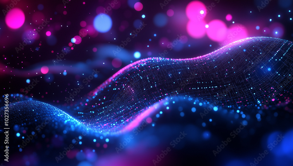 Aufkleber a close-up of digital data flowing on the screen, with blue and purple lights creating an abstract b