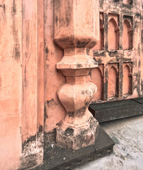 Close up of octagonal turrets or structural element of Mughal style Mosque at Dhaka