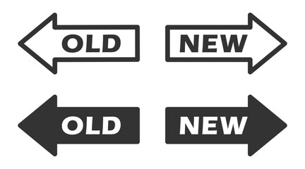 Vector illustration of four arrow signs labeled 